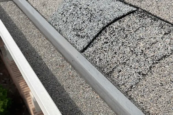 Shingles shedding granules into gutter - Artisan Quality Roofing Shingles shedding granules into gutter