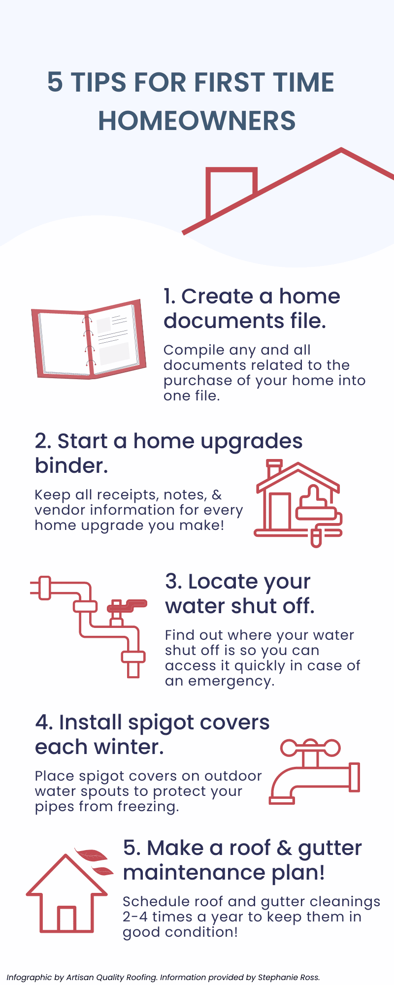 5 Tips for New Homeowners Infographics - Artisan Quality Roofing 5 Tips for New Homeowners Infographics