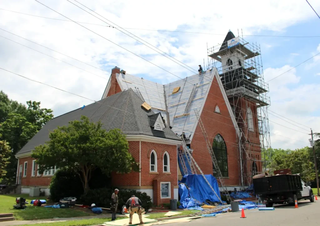 Church-roof-replacement-in-progress - Artisan Quality Roofing Church-roof-replacement-in-progress