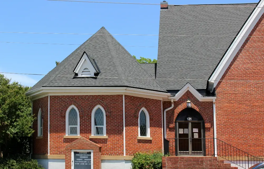oxford Presbyterian church main entrance new roof - Artisan Quality Roofing oxford Presbyterian church main entrance new roof