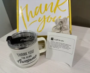 A happy customer sends our office admin a thank you gift!